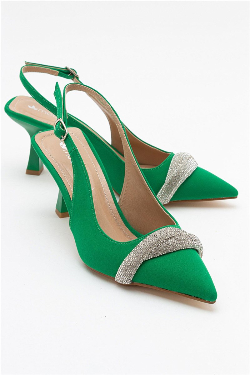Women's Satin Elegant Shoes - Green #385515