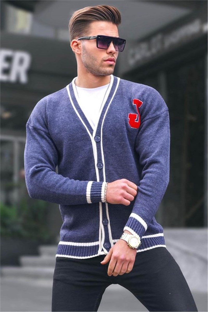 Men's Knit Cardigan with Buttons 6314 - Dark Blue #363682