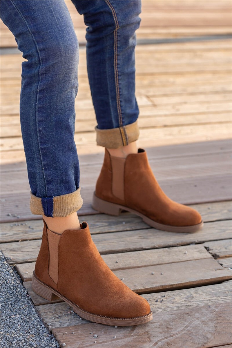 Women's suede boots with side elastics - Taba #361983