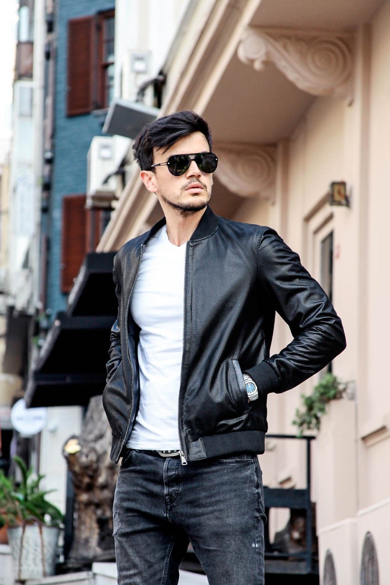 Leonardo Men's Real Leather Jacket - Black #266606