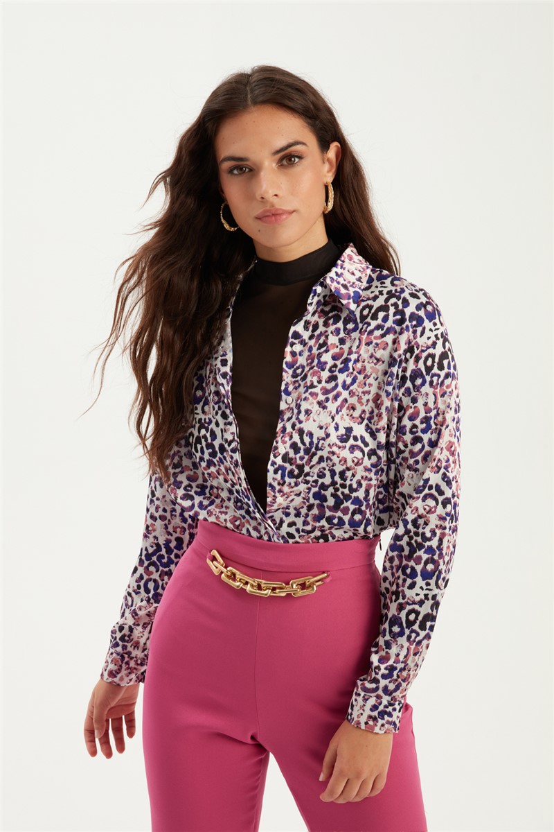 Women's Leopard Print Shirt - Purple #361231
