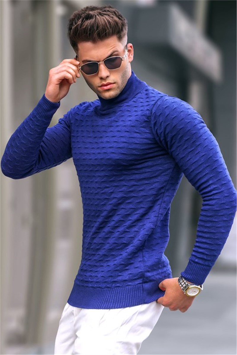 Muški pleteni džemper 5762 - Svijetloplava # 333676