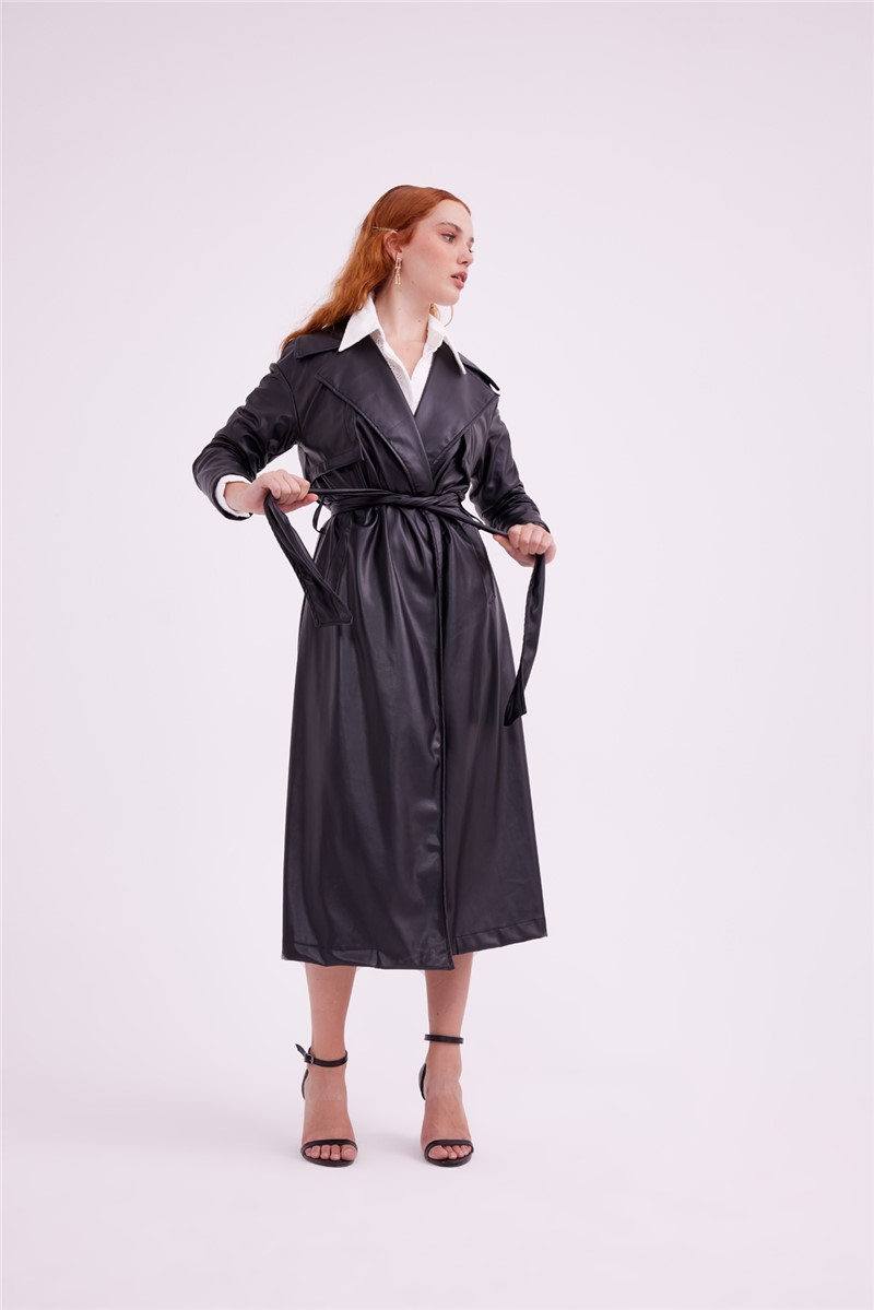 Sateen Women's Coat - Black #311916