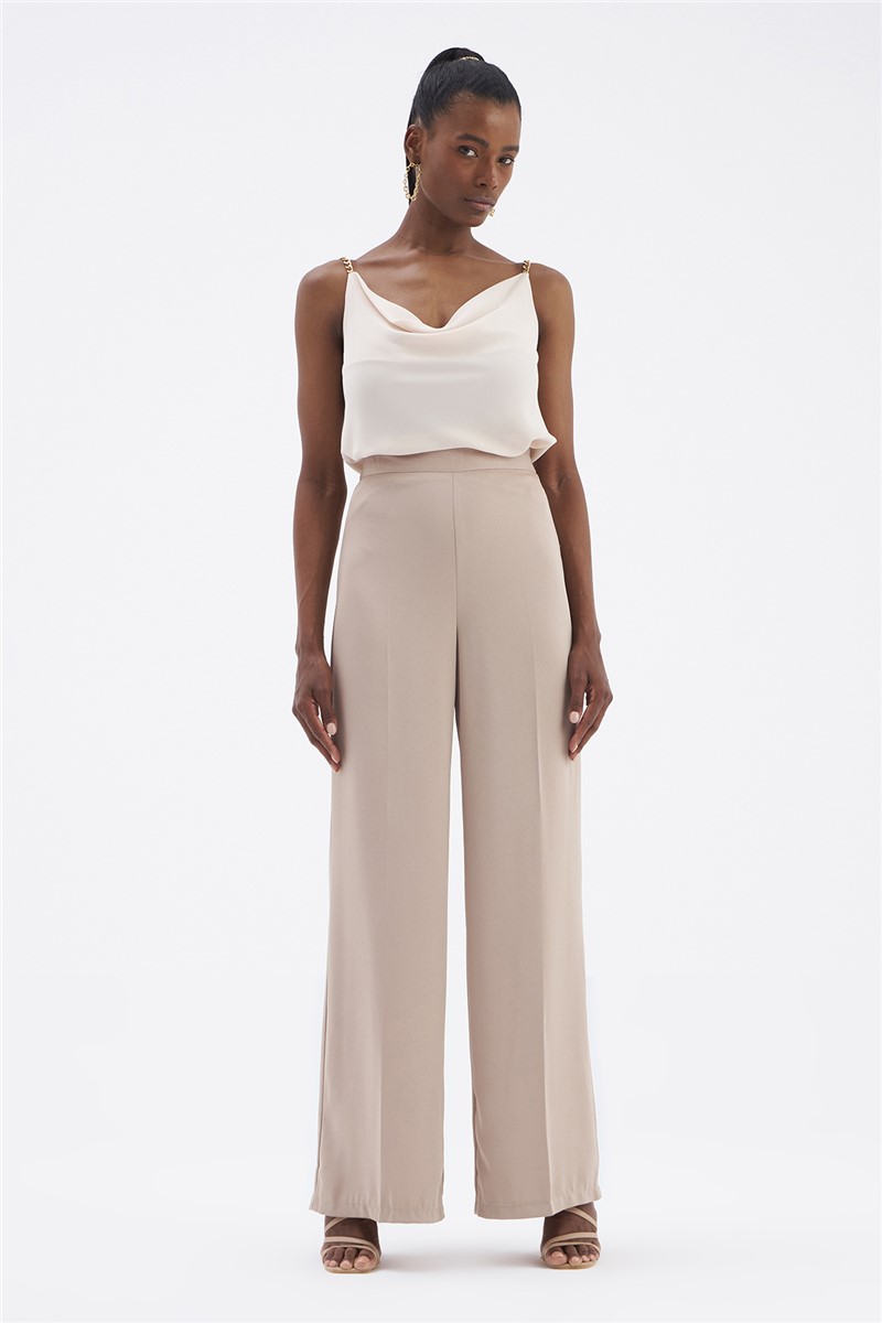 Women's Wide Leg Pants - Light Beige #332883