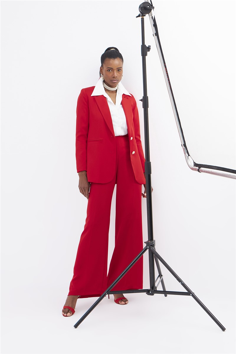 Women's Wide Leg Pants - Red #332884