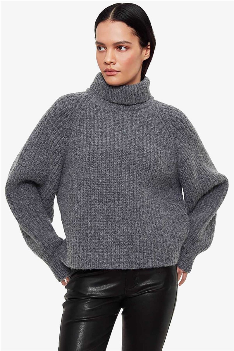 Ženski džemper s polo ovratnikom MG843 - Antracit 290534 -