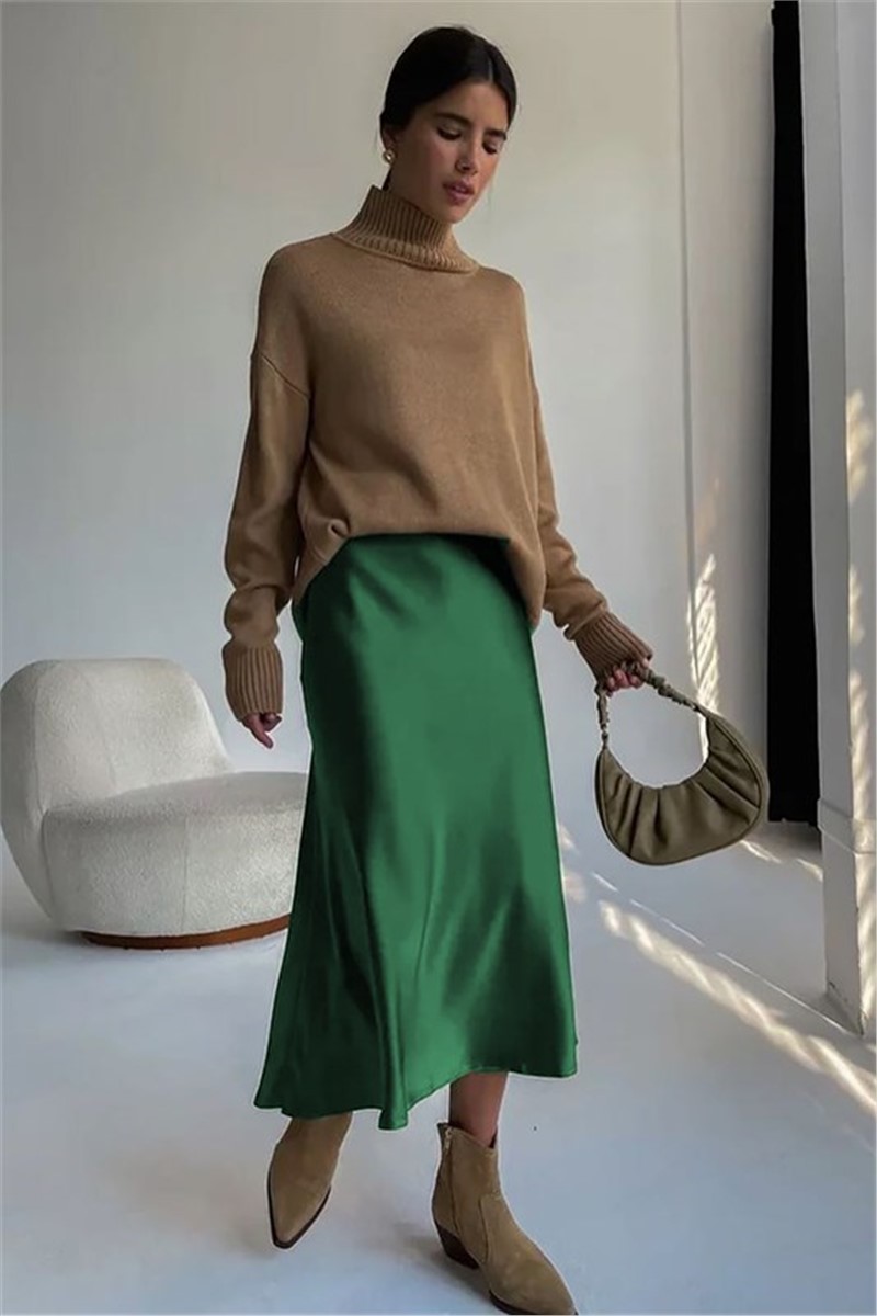Women's satin skirt MG1409 - Green #327355