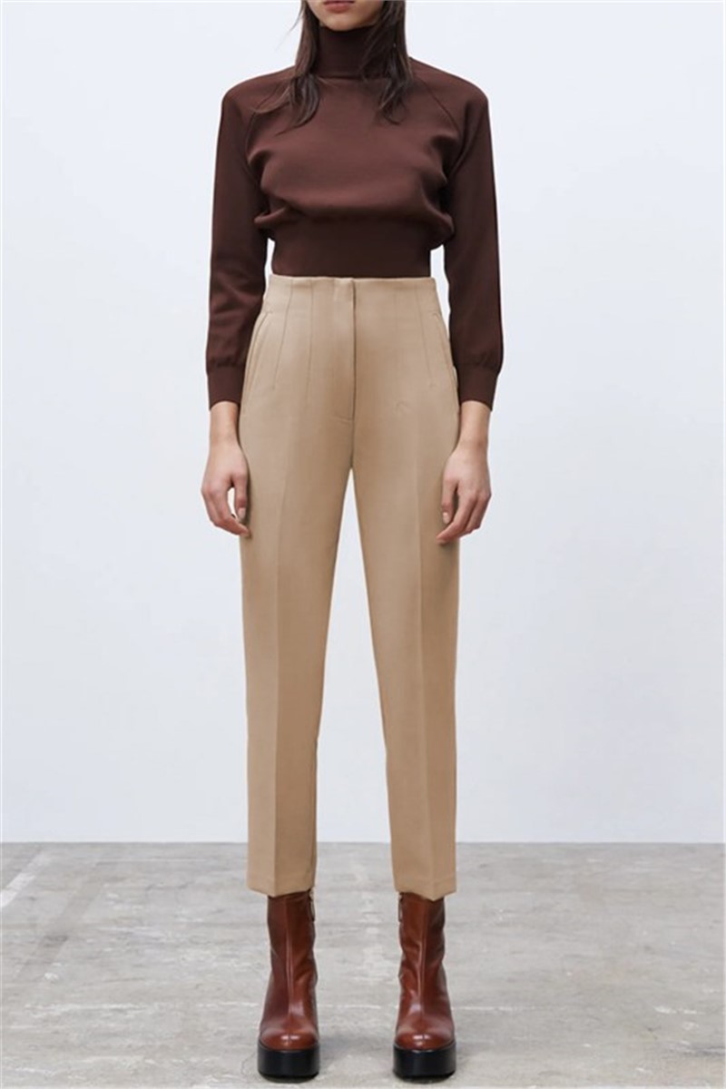 Women's high waist trousers MG1331 - Beige #324346