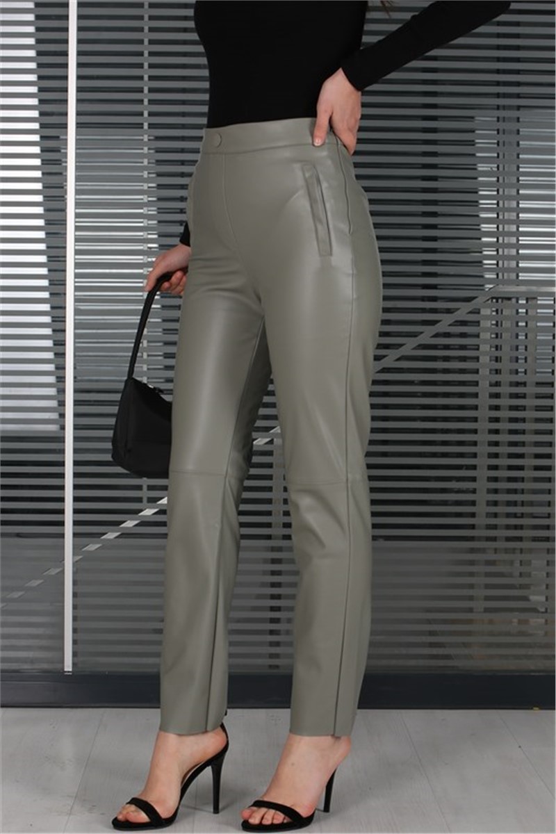 Calça Feminina de Couro MG1313 - Verde #324089