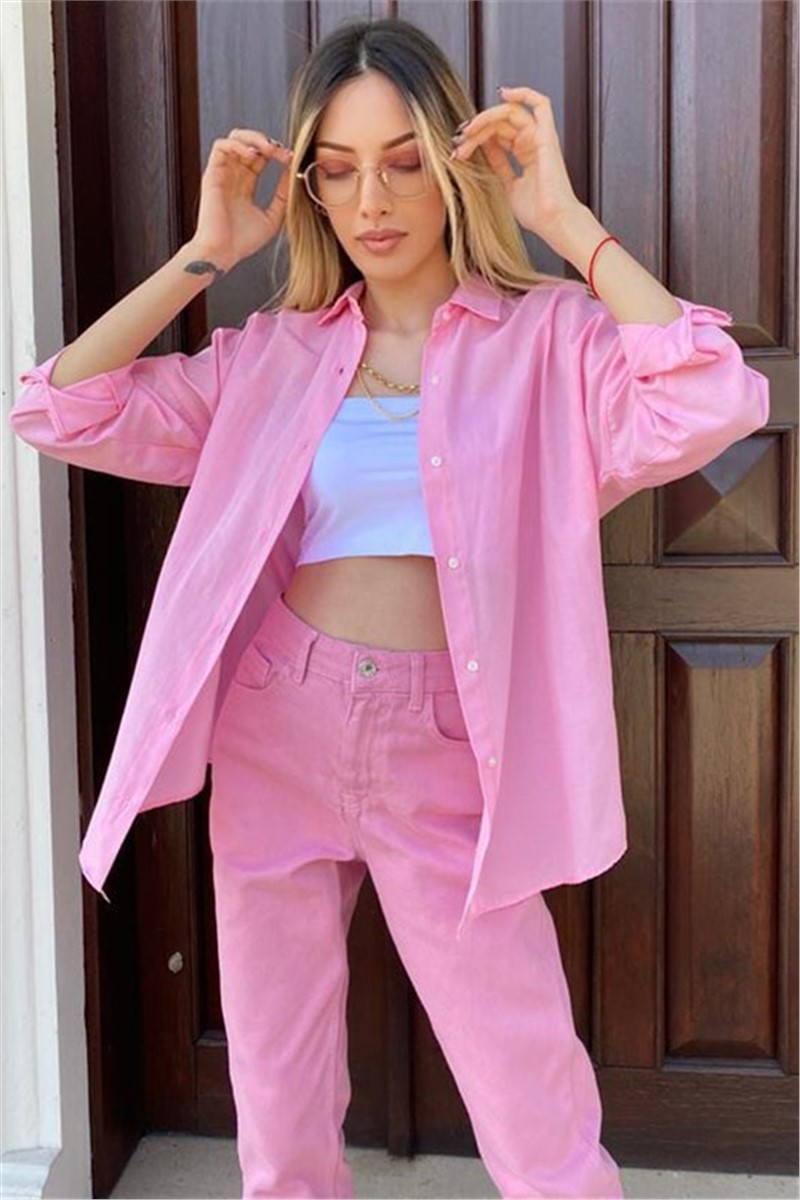 Women's linen Oversize shirt MG1369 -Pink #330554