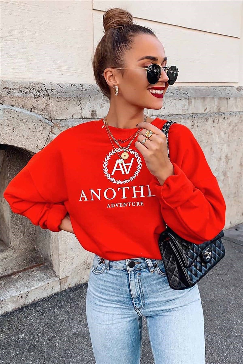 red crewneck sweatshirt