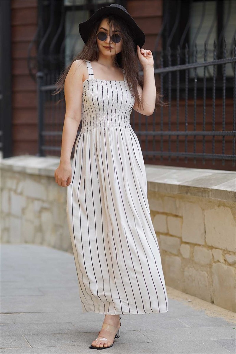 Mad Girls Weiß gestreiftes Riemchen-Kleid mit Riemchen MG330 # 288339