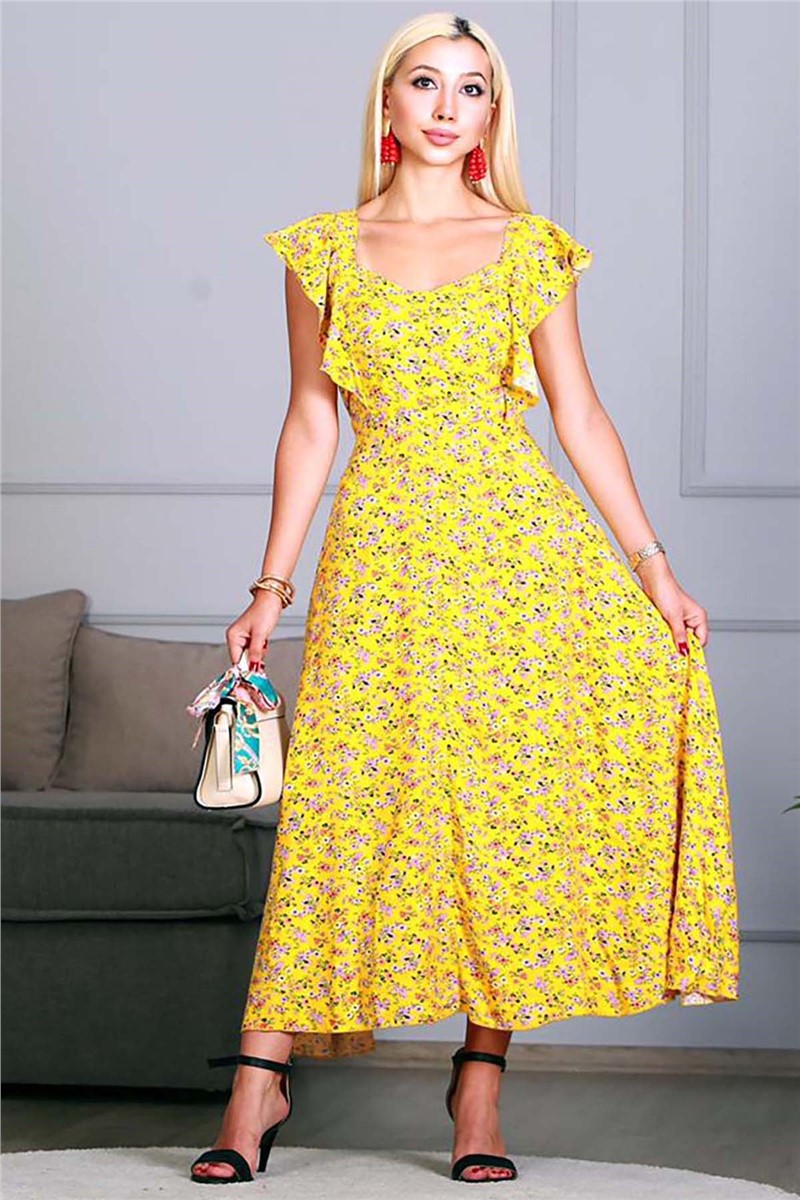 Mad Girls Yellow Button-up Long Dress MG648 #289237