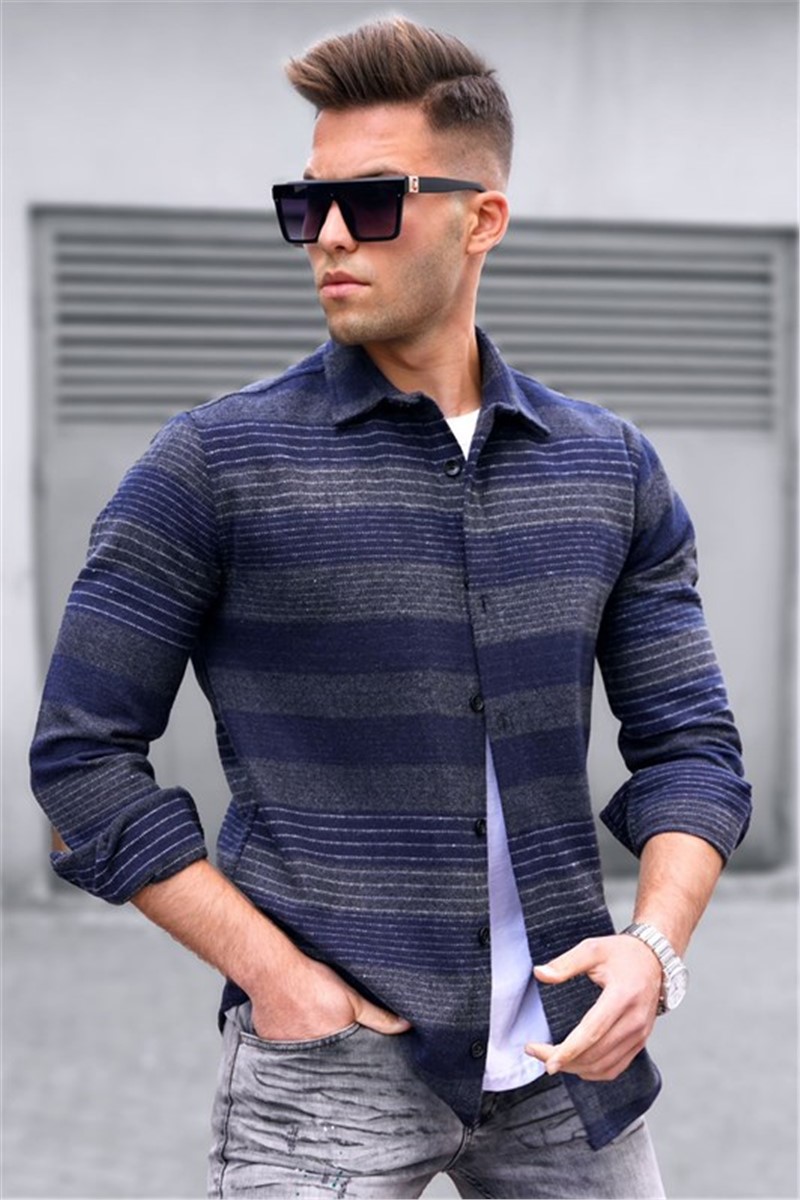 Madmext Men's Shirt - Blue, Grey #312095