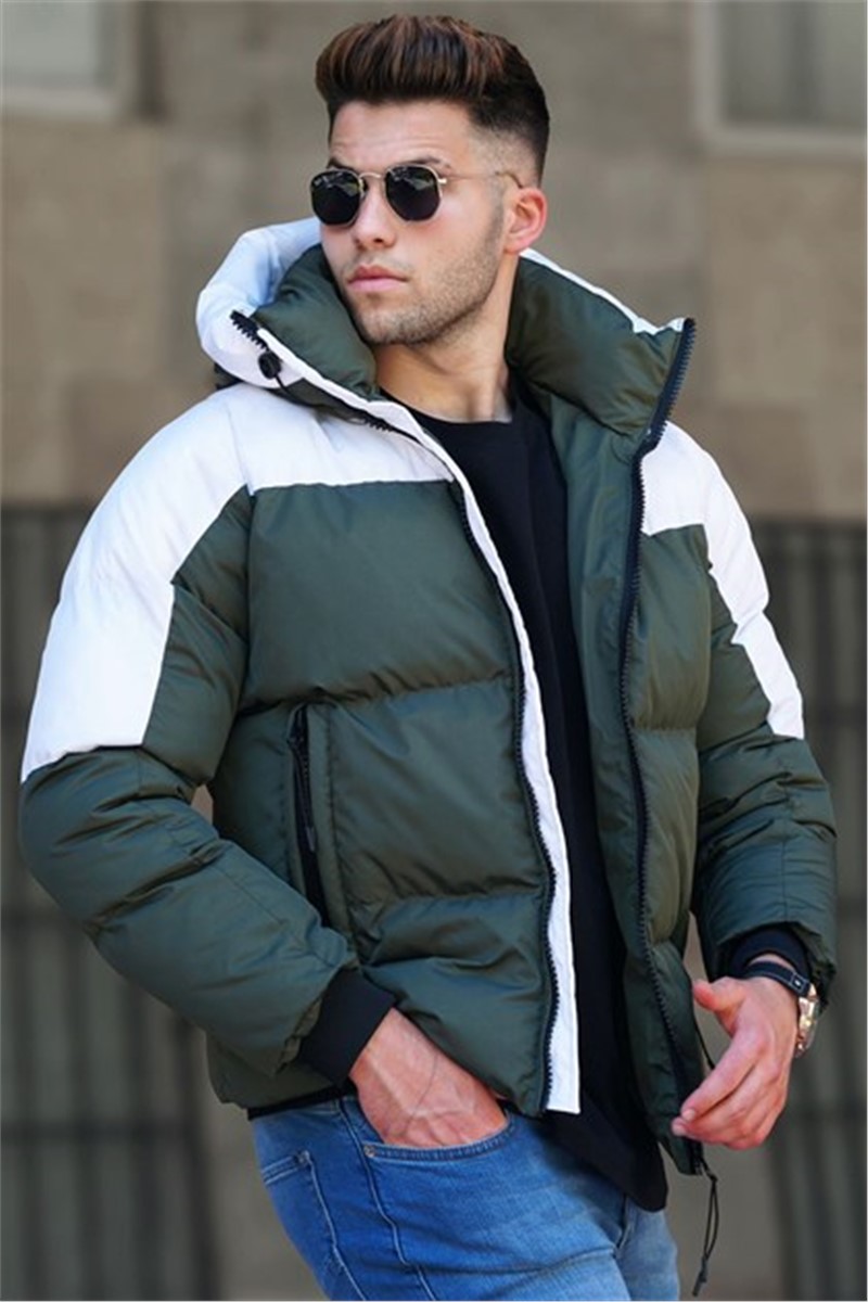 Men's jacket -5139 Green with White #307991
