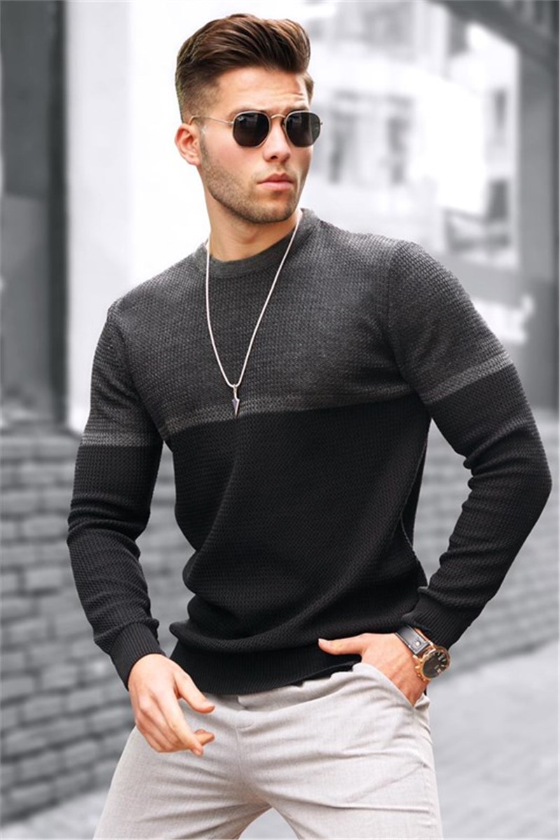 Men's sweater 4734 - Black-Gray #321148