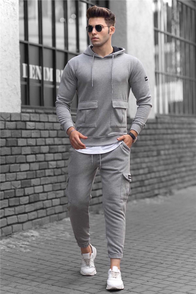 Madmext Men's Hooded Tracksuit with Pockets - Grey #289477
