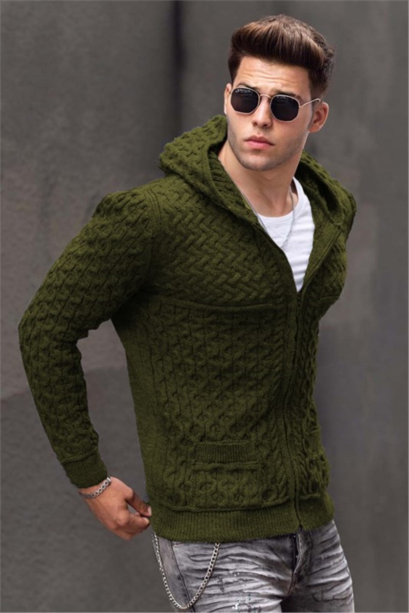 Men's cardigan with a hood 9300 - Khaki #321583