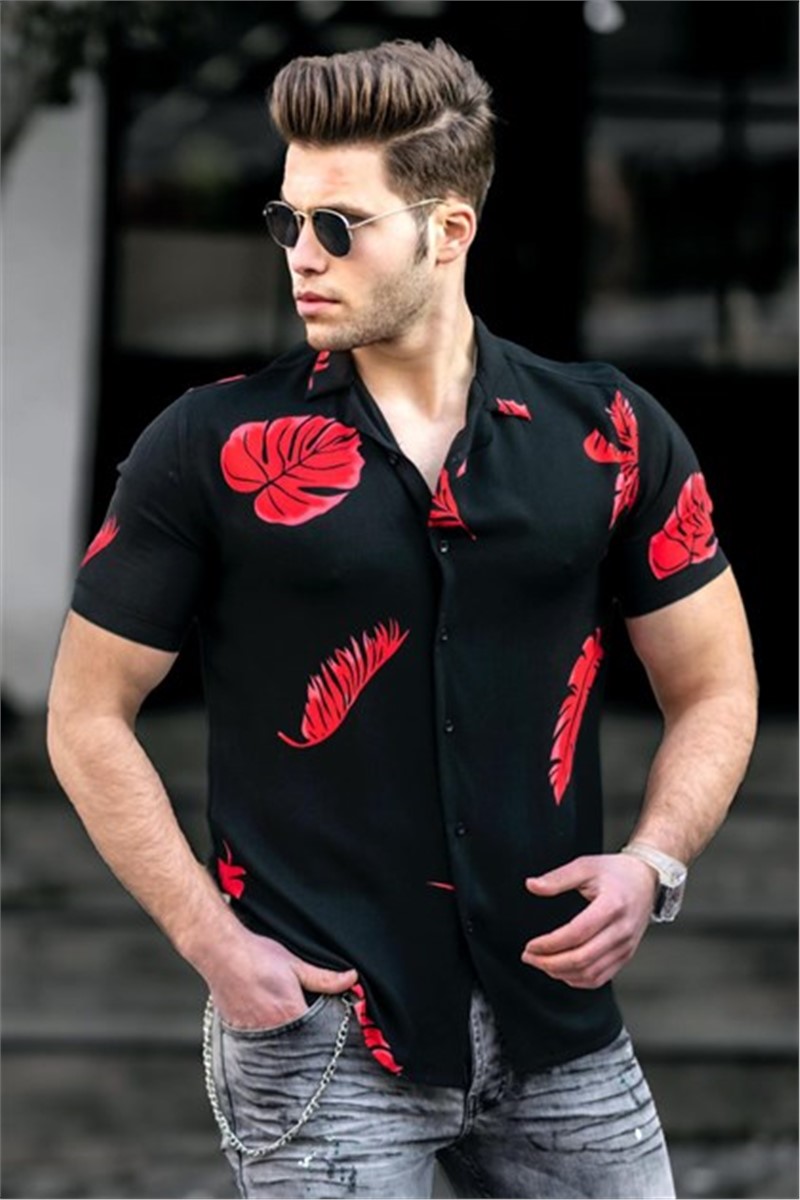 Madmext Men's Shirt - Black, Red #291008