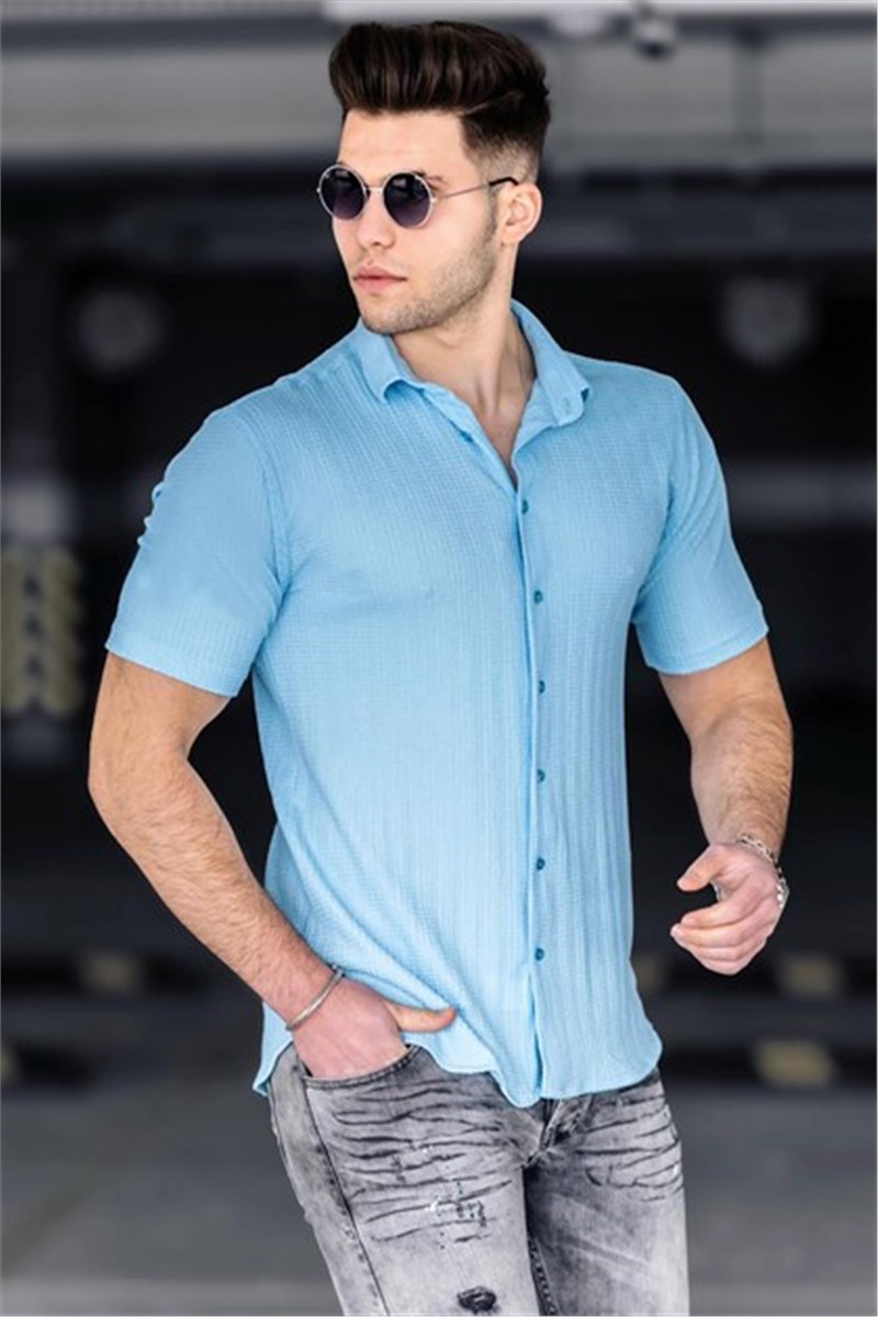 Camicia a maniche corte da uomo 4937 - Blu 292806