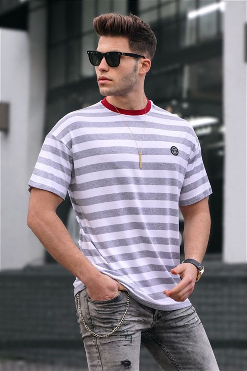 Men's Oversize T-shirt 5399 - Gray-White #326946