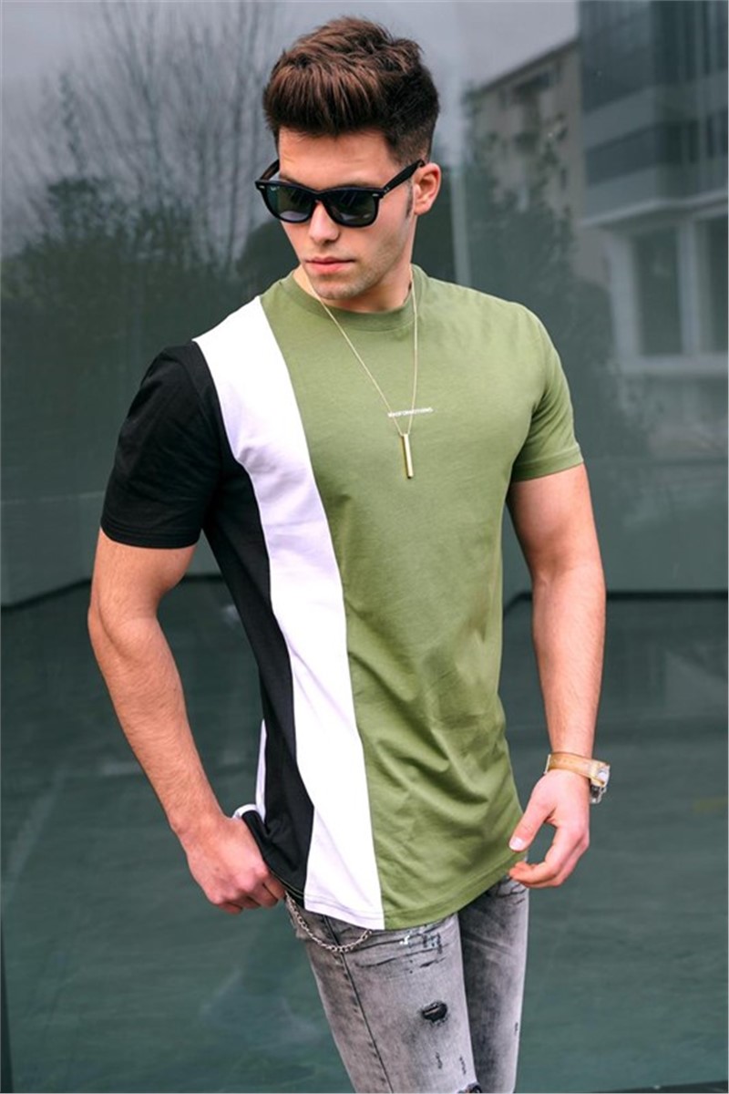 Herren T-shirt 5370  - khaki -schwarz #324635