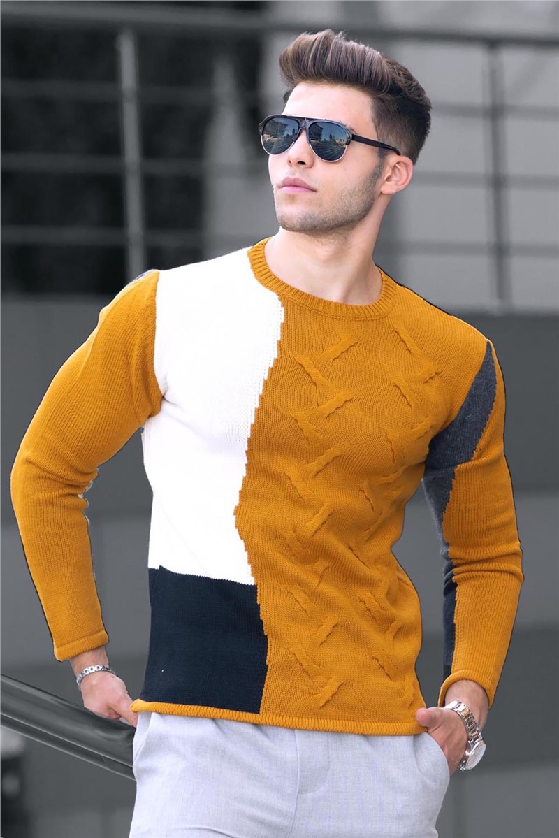 Jumper de gola redonda em malha contrastante