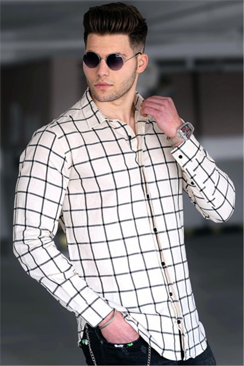 Madmext Men's Shirt - White, Black #292909