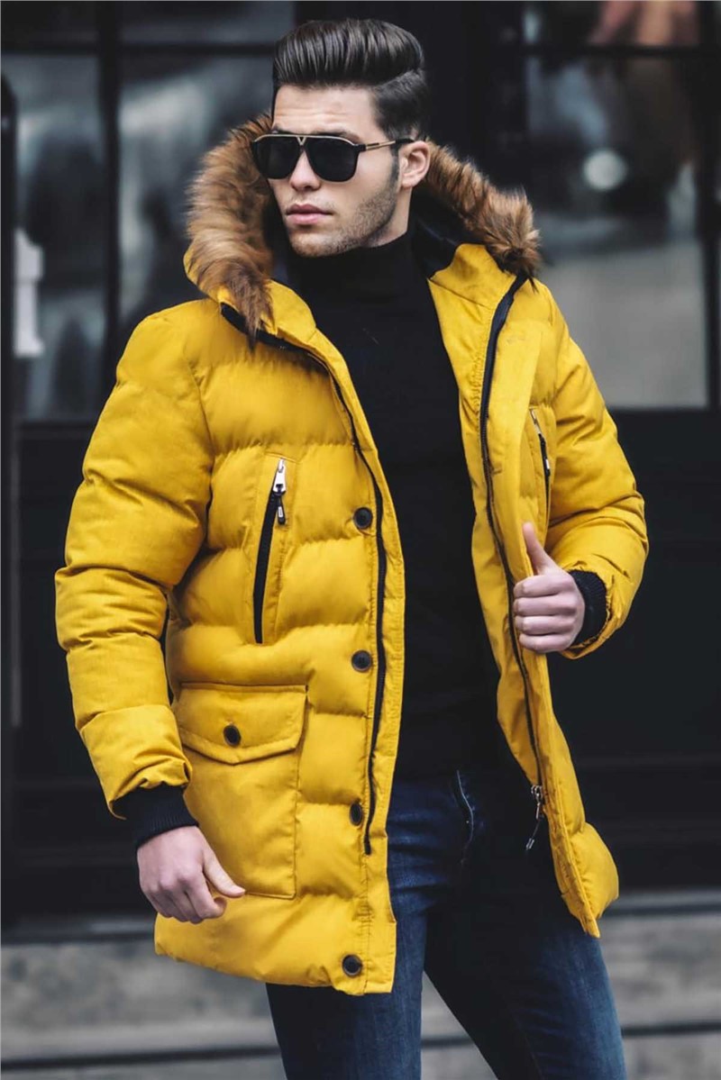 Madmext Men's Fur Puffer Coat - Yellow #290219