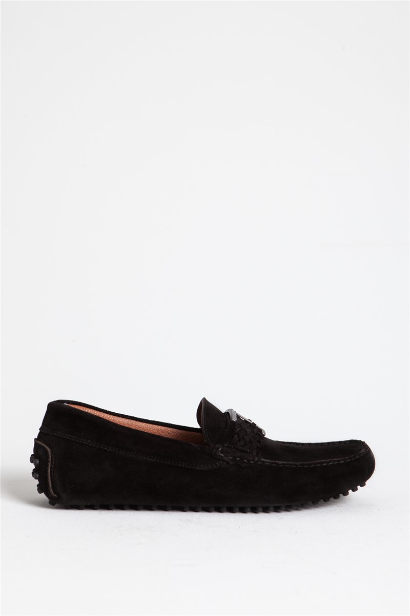 Men's Real Suede Loafers - Black #317781