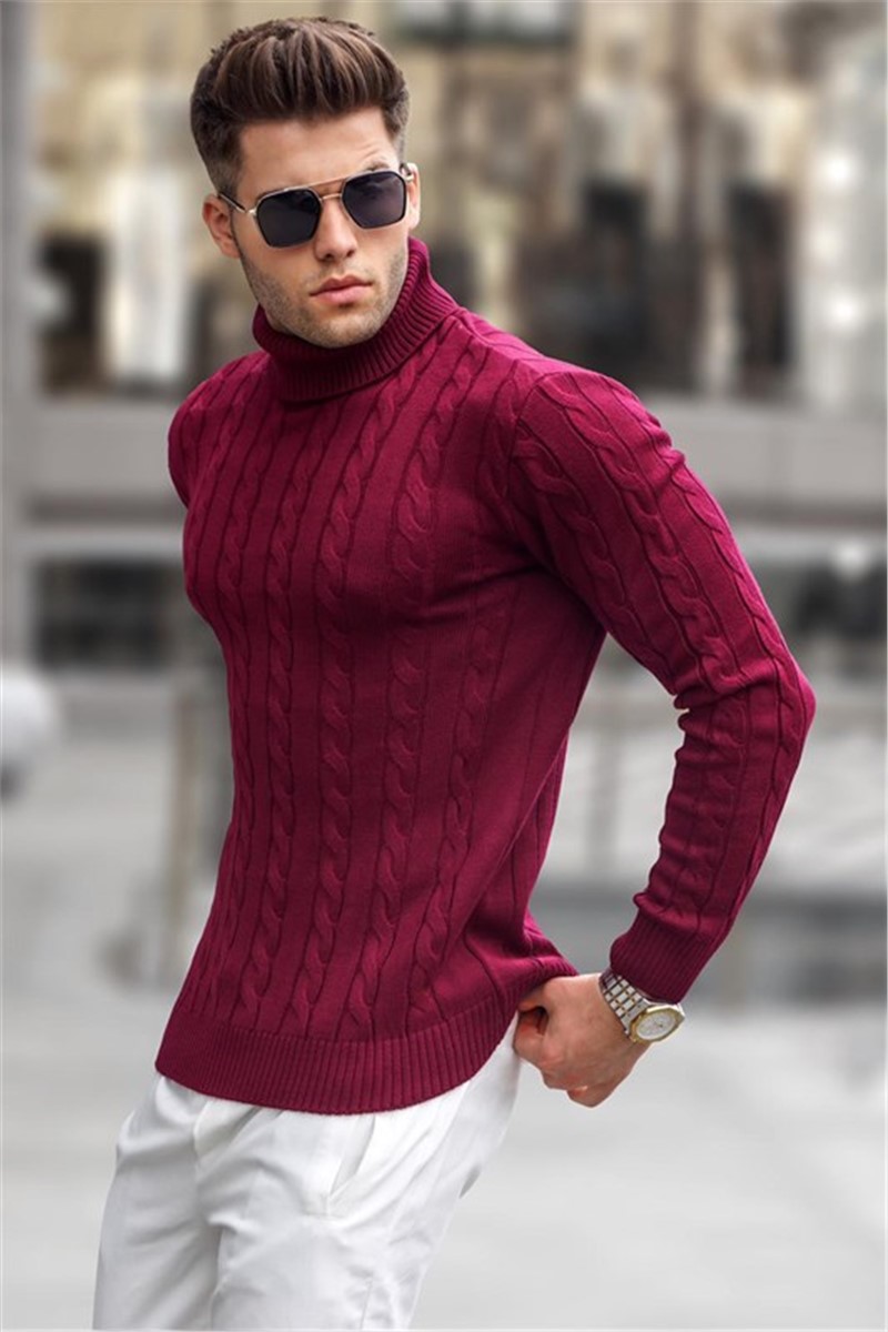 Muški pleteni džemper 5763 - višnja #333658