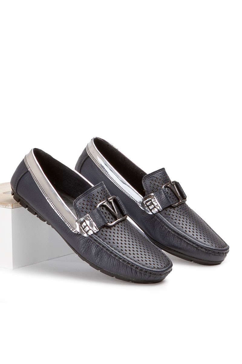 Sapatos masculinos de couro sintético Marwells - Azul Escuro #2021439
