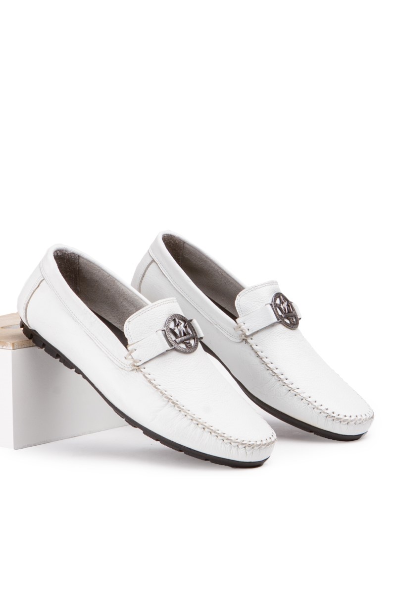 Marwells Men's Real Leather Loafers - White #2021638