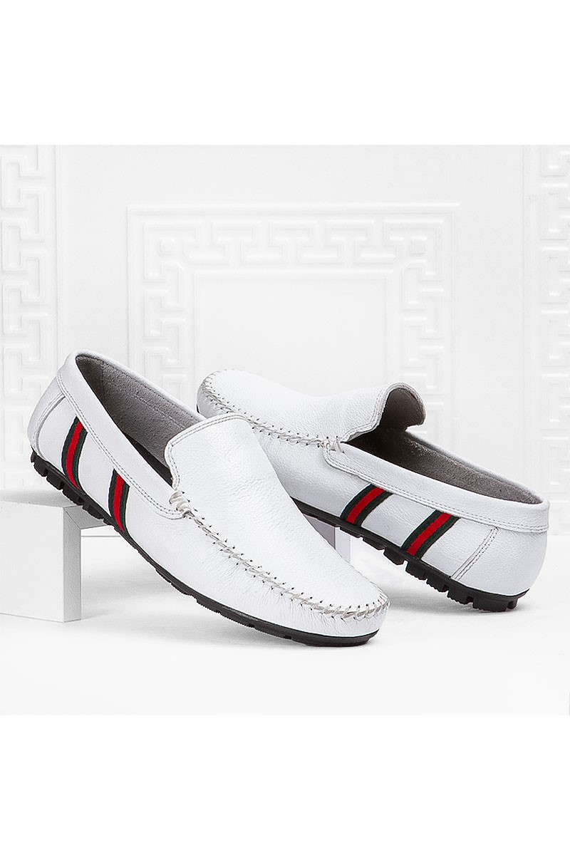 Marwells Men's Real Leather Loafers - White #2021640