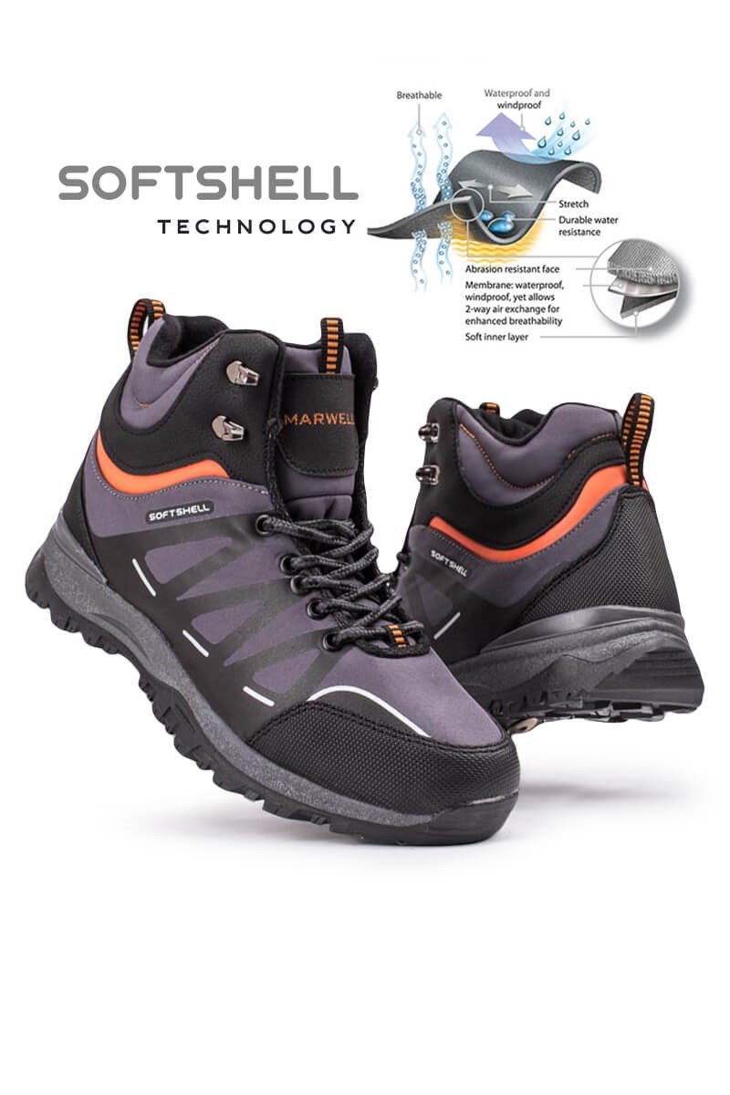 Botas de caminhada masculinas MARWELLS Softshell - cinza com laranja 20210835598
