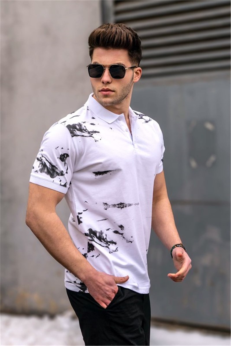 Men's t-shirt with collar - White #328798