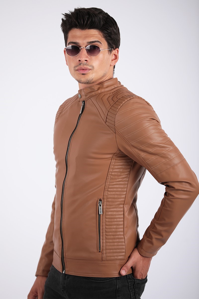 Herren Lederjacke  - zimt 2021083152