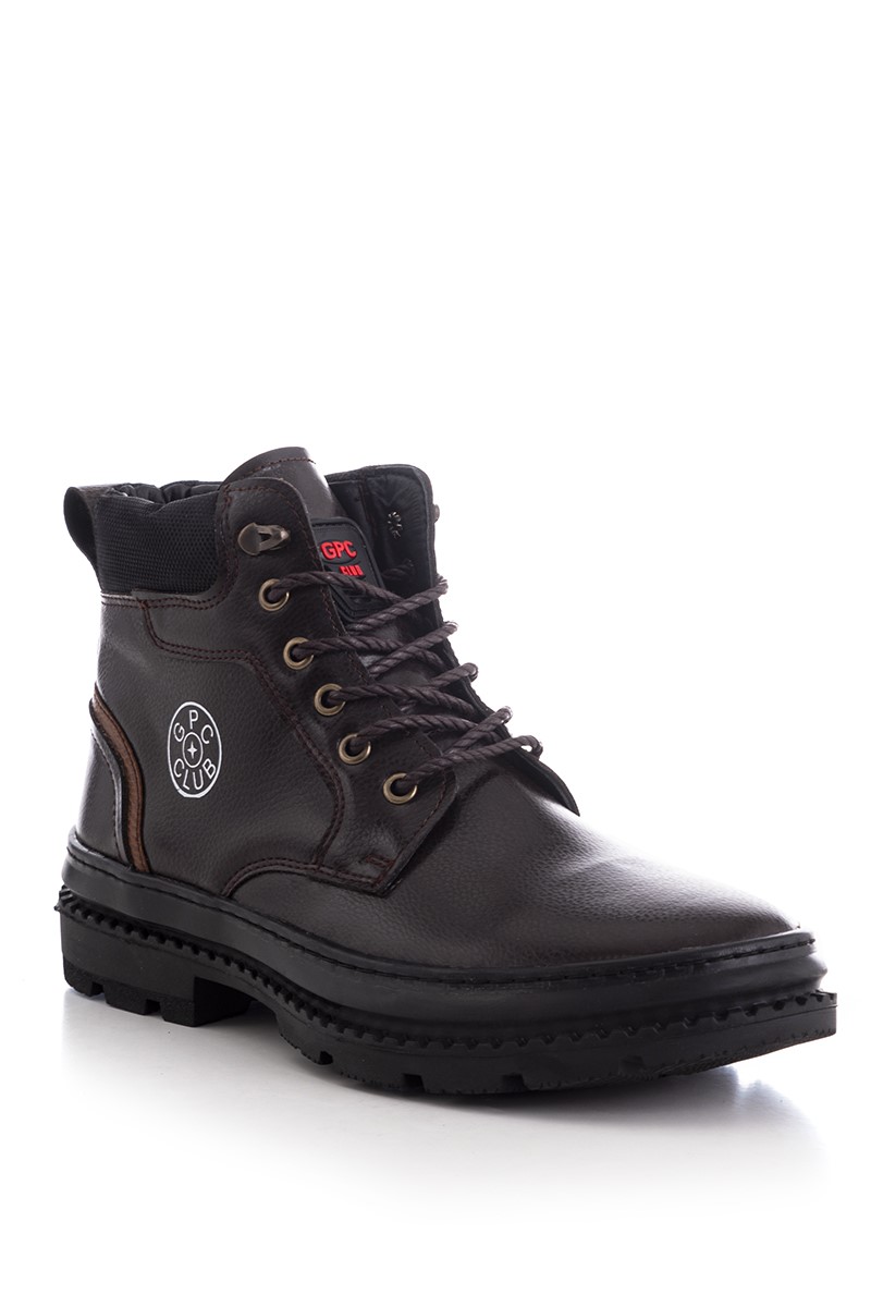 Buty męskie trekkingowe wysokie - ciemnobrązowe  202303