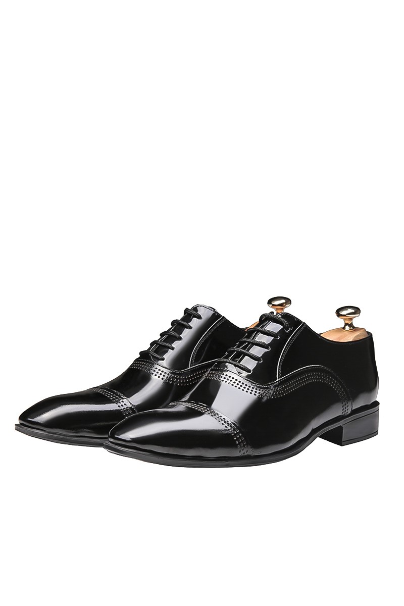Ducavelli Men's Real Patent Leather Oxfords - Black #202087