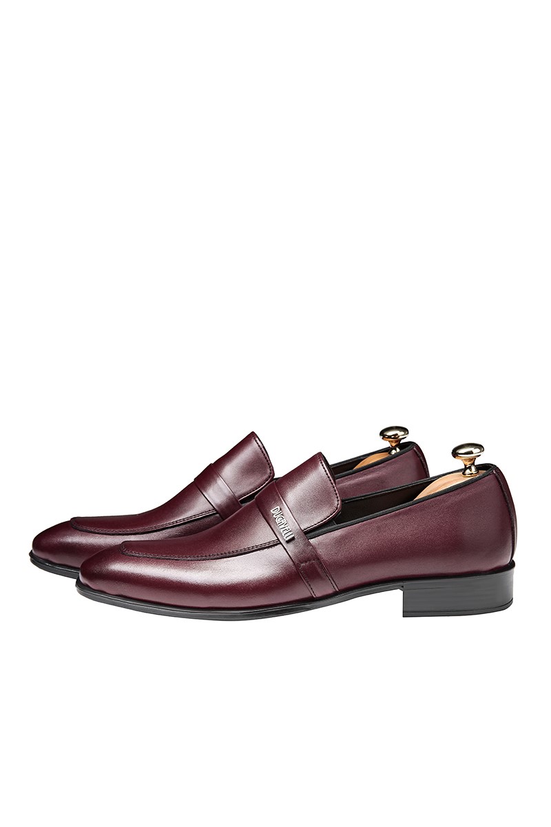 Ducavelli Men's Real Leather Shoes - Burgundy #202146
