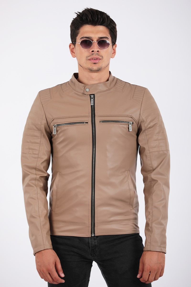 Giacca in pelle Uomo - Beige #2021083112