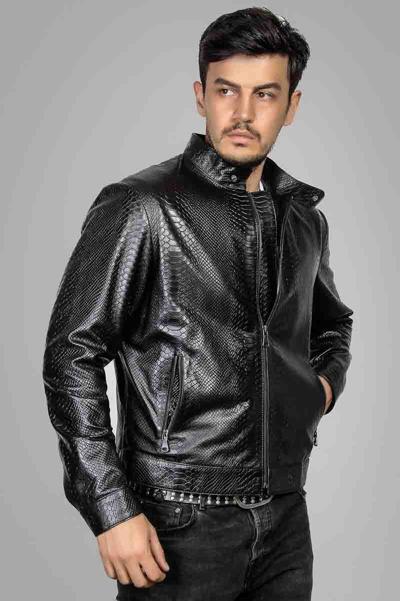 Leonardo Men's leather jacket - Black 987600 #266593