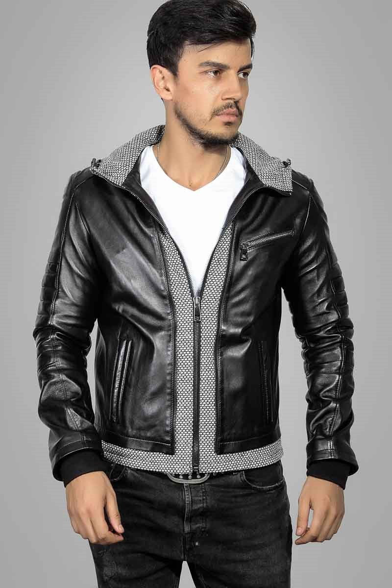 Leonardo Men's leather jacket - Black V987604 #266597