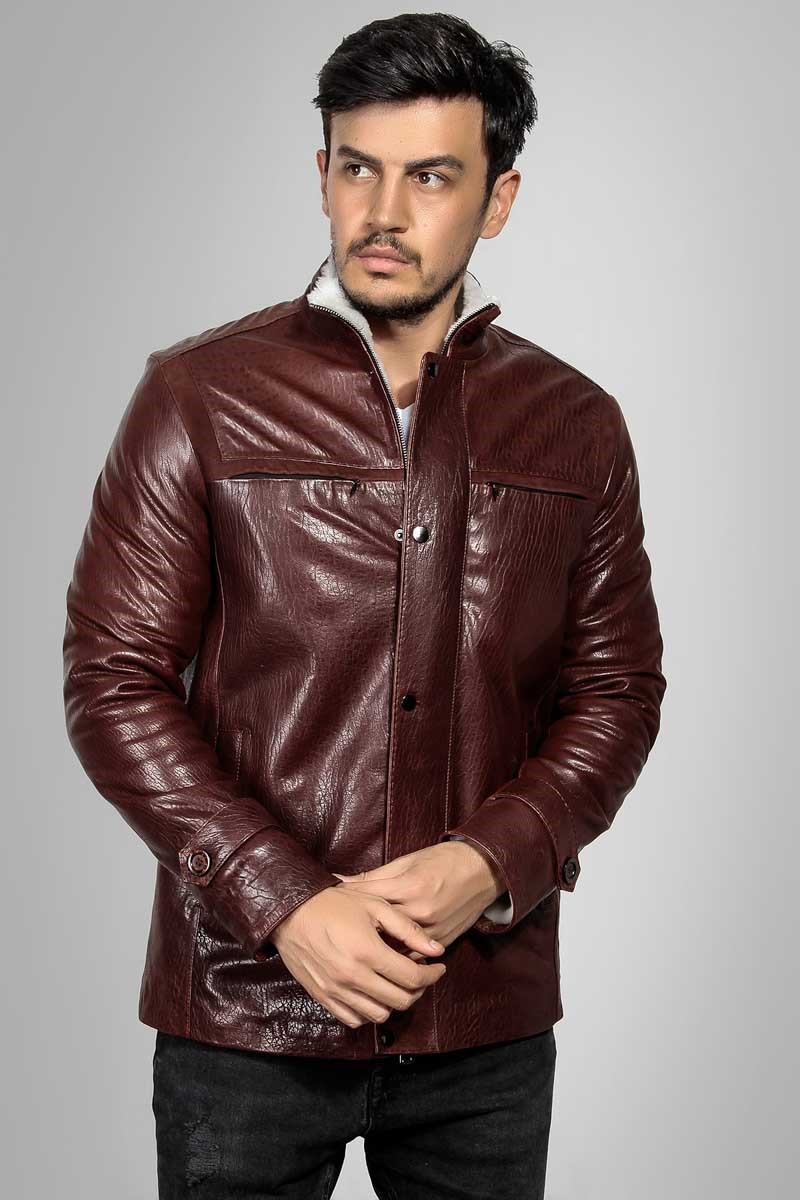 Leonardo Men's leather jacket - Brown V987628 #266621