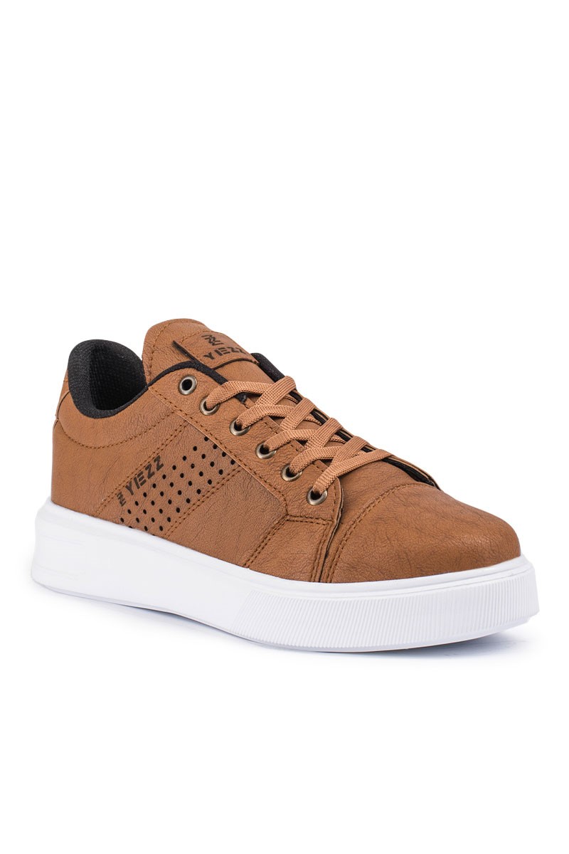 Men's leather sneakers - Light brown 20210835341