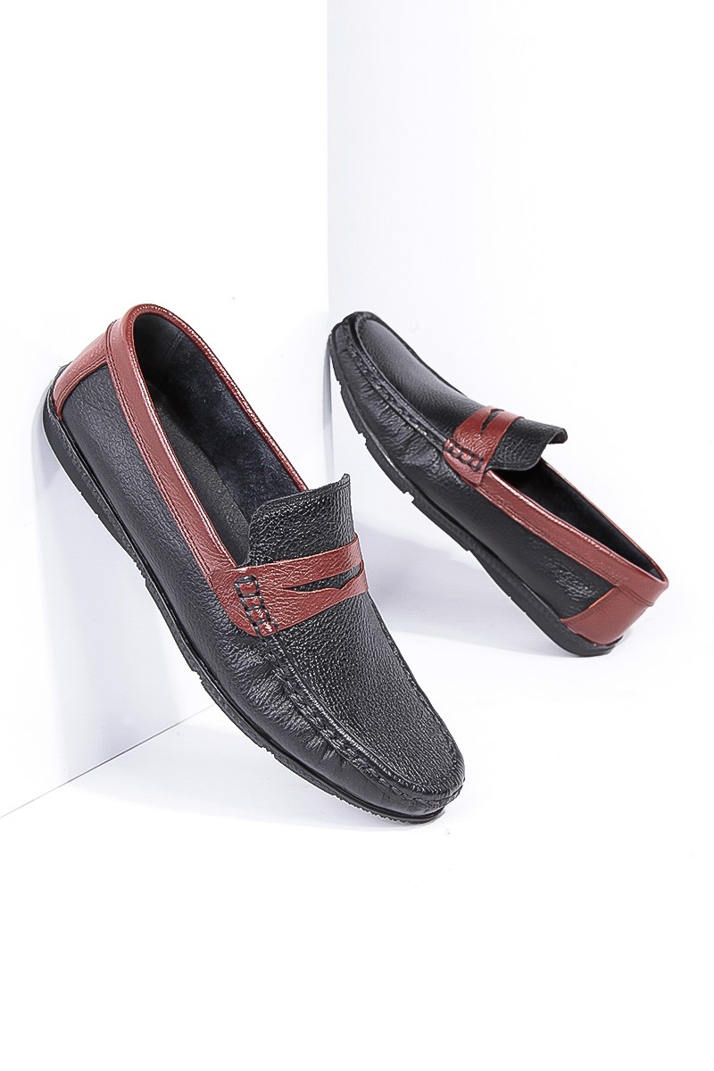 GPC Mocassins masculinos de couro legítimo  - Preto, Borgonha #795965699
