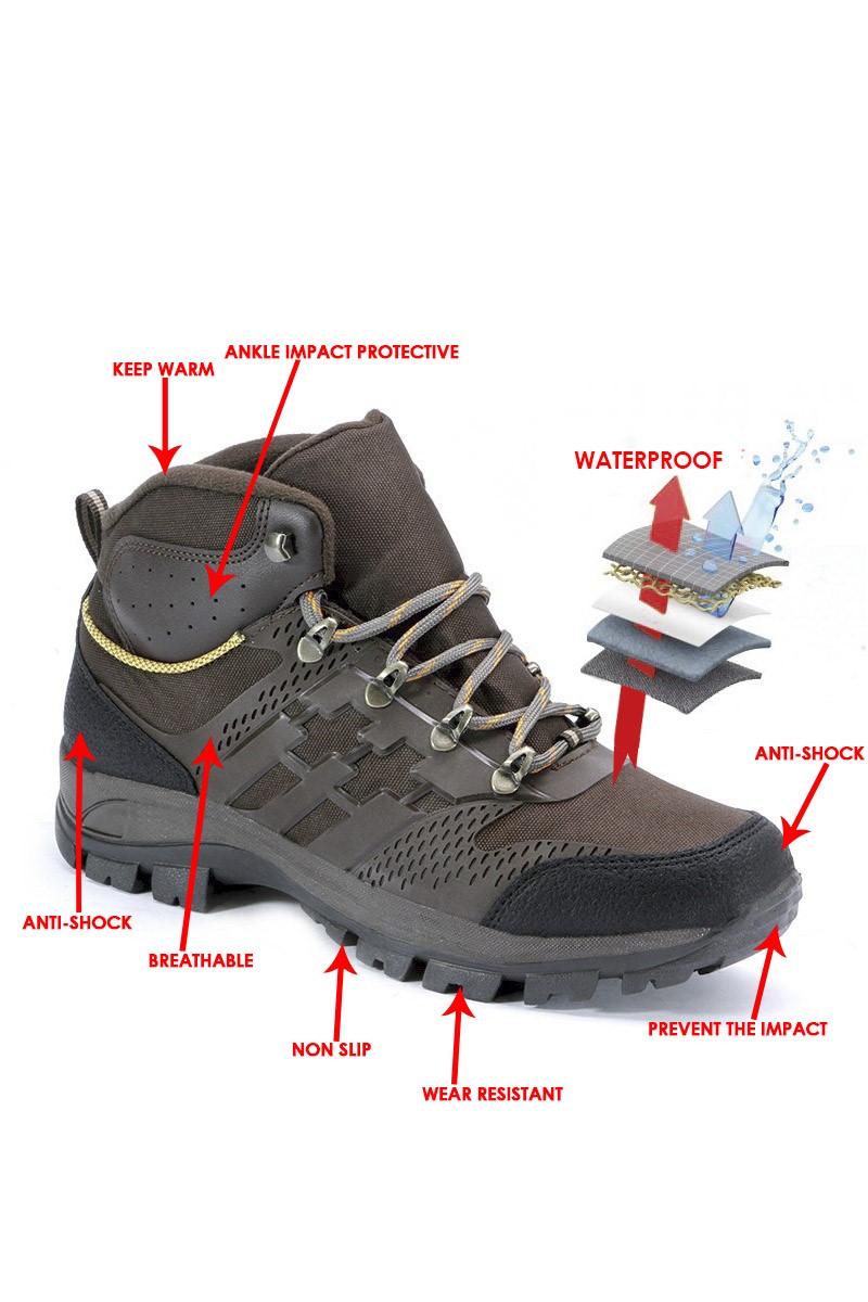 Męskie buty trekkingowe - brązowe  20214541