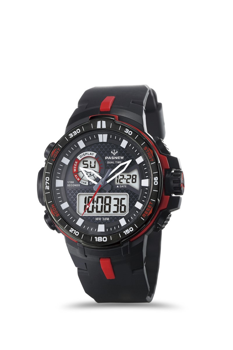 Pasnew Men's Watch - Black, Red #PSE460-N4