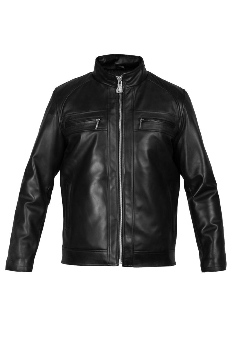 Jaqueta Masculina de Couro Real - Preta #2021106