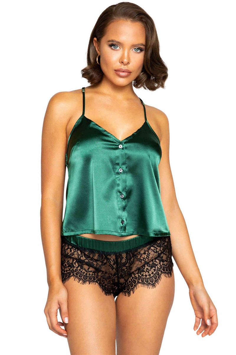Pijama Feminino com Shorts de Renda - Verde #310287